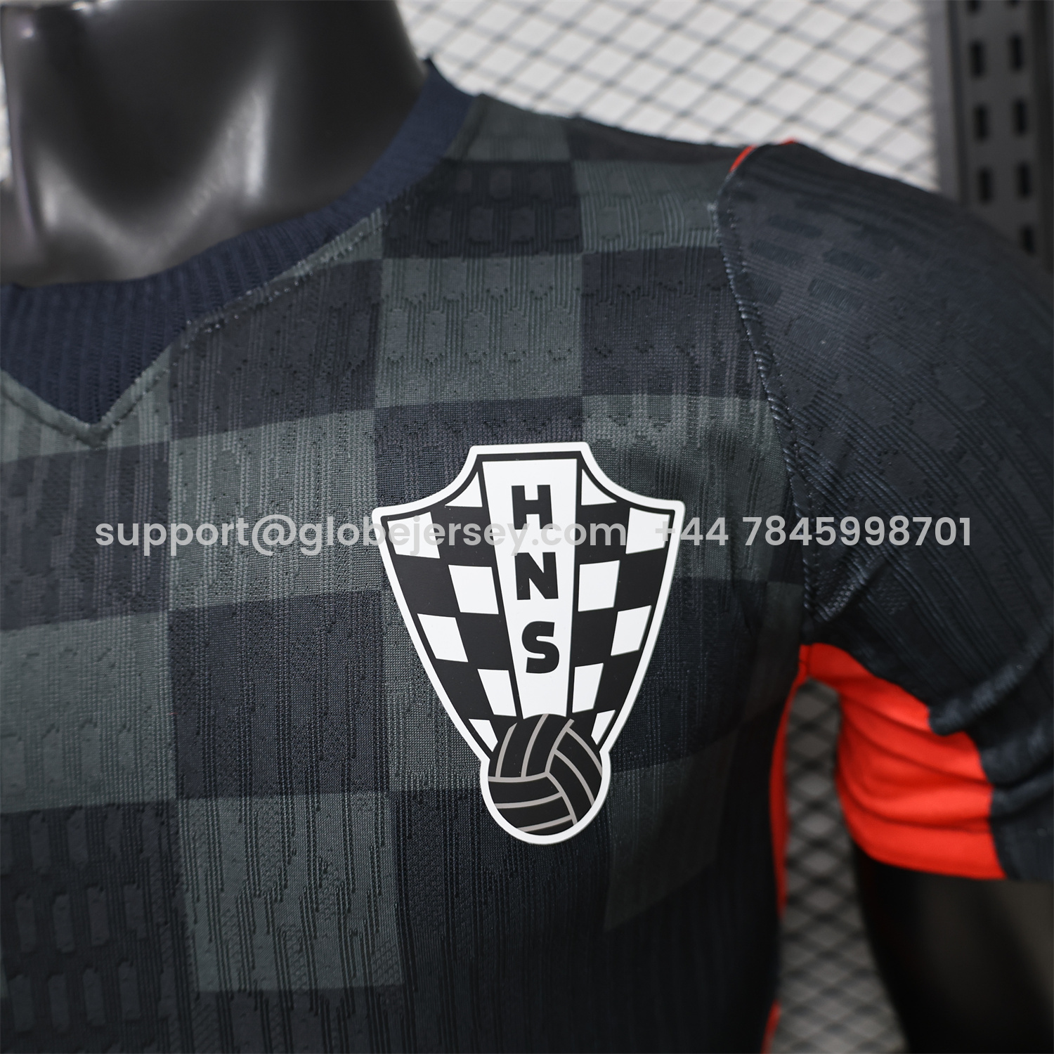 GlobeJersey-Croatia 2026 Dark Gray Checkered Pattern Checkerboard Special Edition Jersey - Player Version