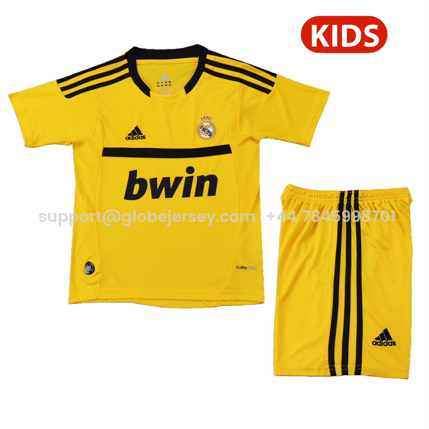 GlobeJersey-Retro Real Madrid 2011-12 Yellow Goalkeeper Kids Kit
