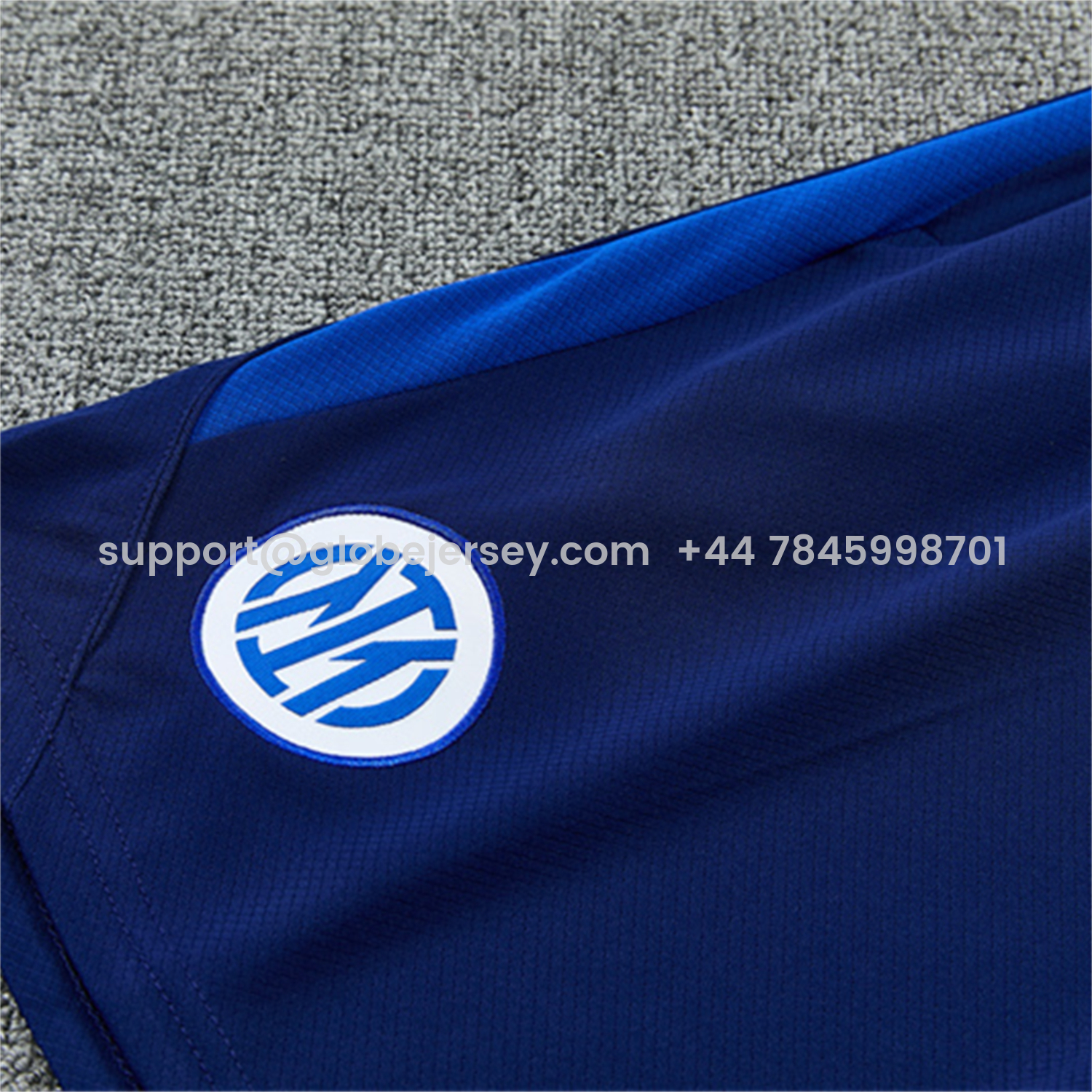GlobeJersey-Inter Milan 26-27 Short-Sleeve Kids Training Set - Ocean Blue Top & Deep Blue Shorts