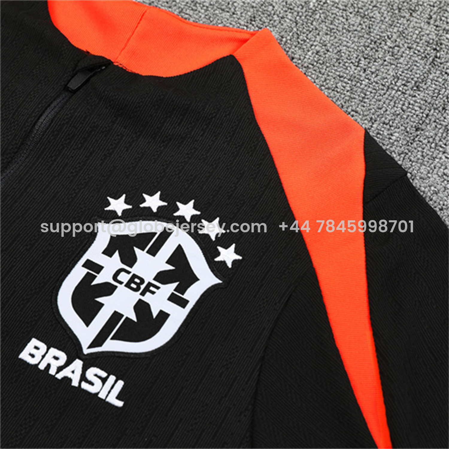 GlobeJersey-Brazil 25-26 Kids Long Sleeve Training Set - Player Version - Black Top and Pants