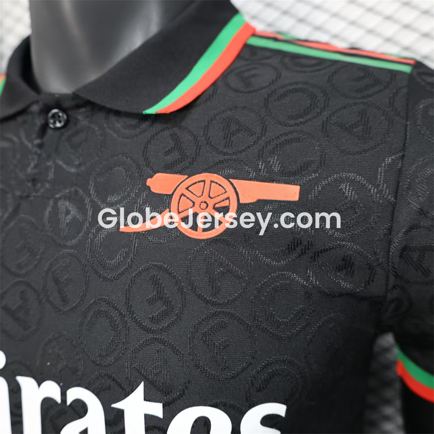 GlobeJersey-Arsenal 25-26 Black POLO Letter Pattern Special Jersey - Player Version