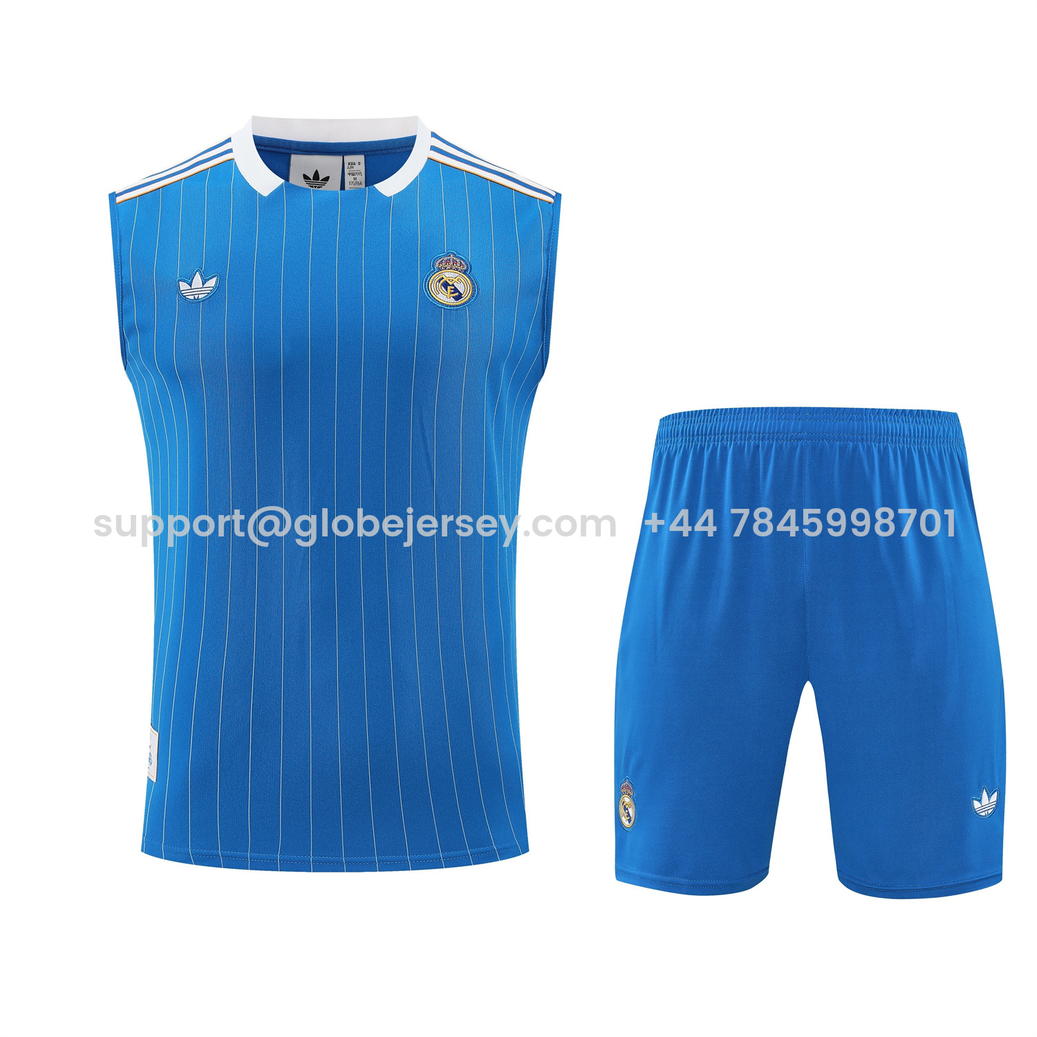 GlobeJersey-Real Madrid 25-26 Vest Training Set - Blue Vest & Blue Shorts