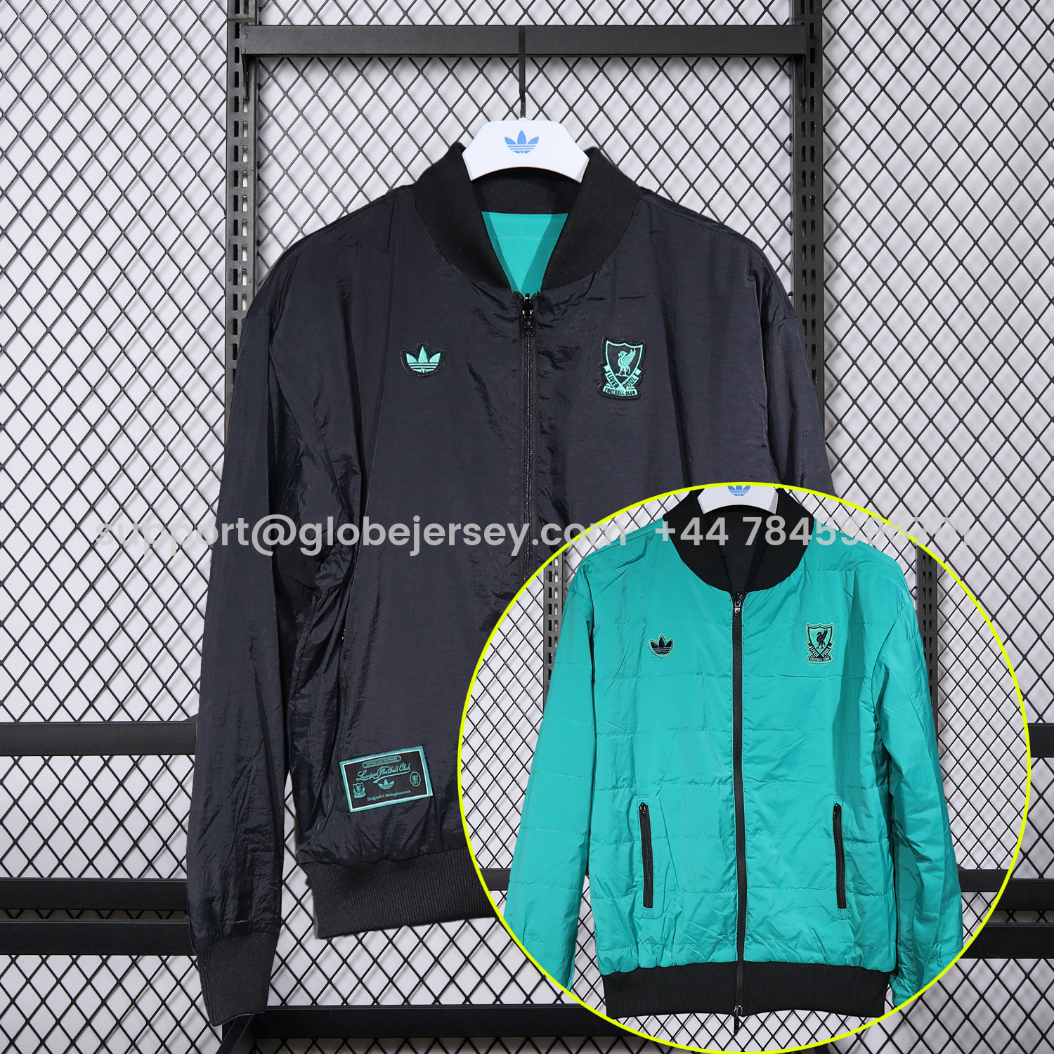 GlobeJersey-Liver.pool 25-26 Double Sided Reversible Windbreaker - Black & Green