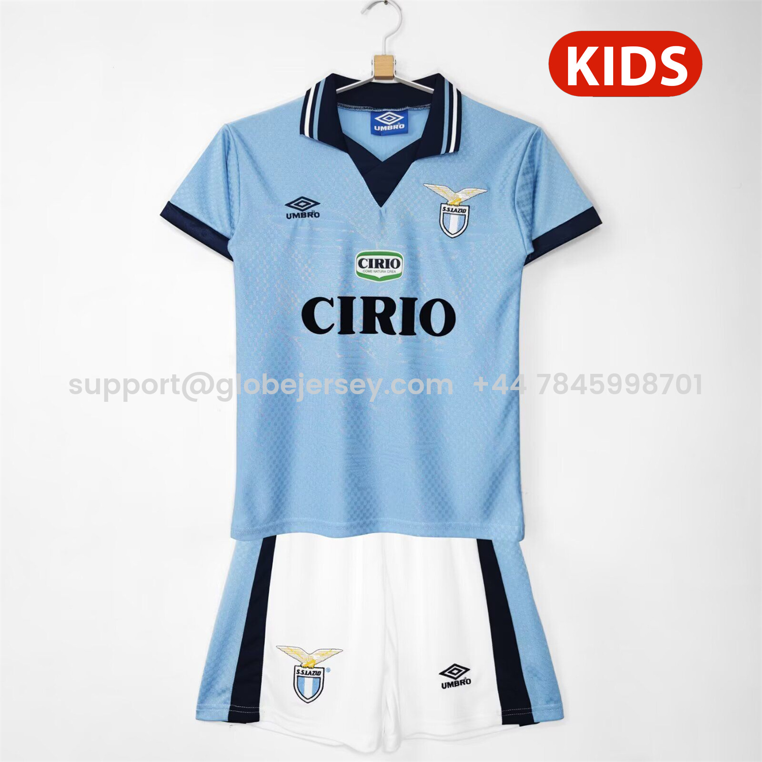 GlobeJersey-Retro Lazio 1996-97 Home Kids Kit
