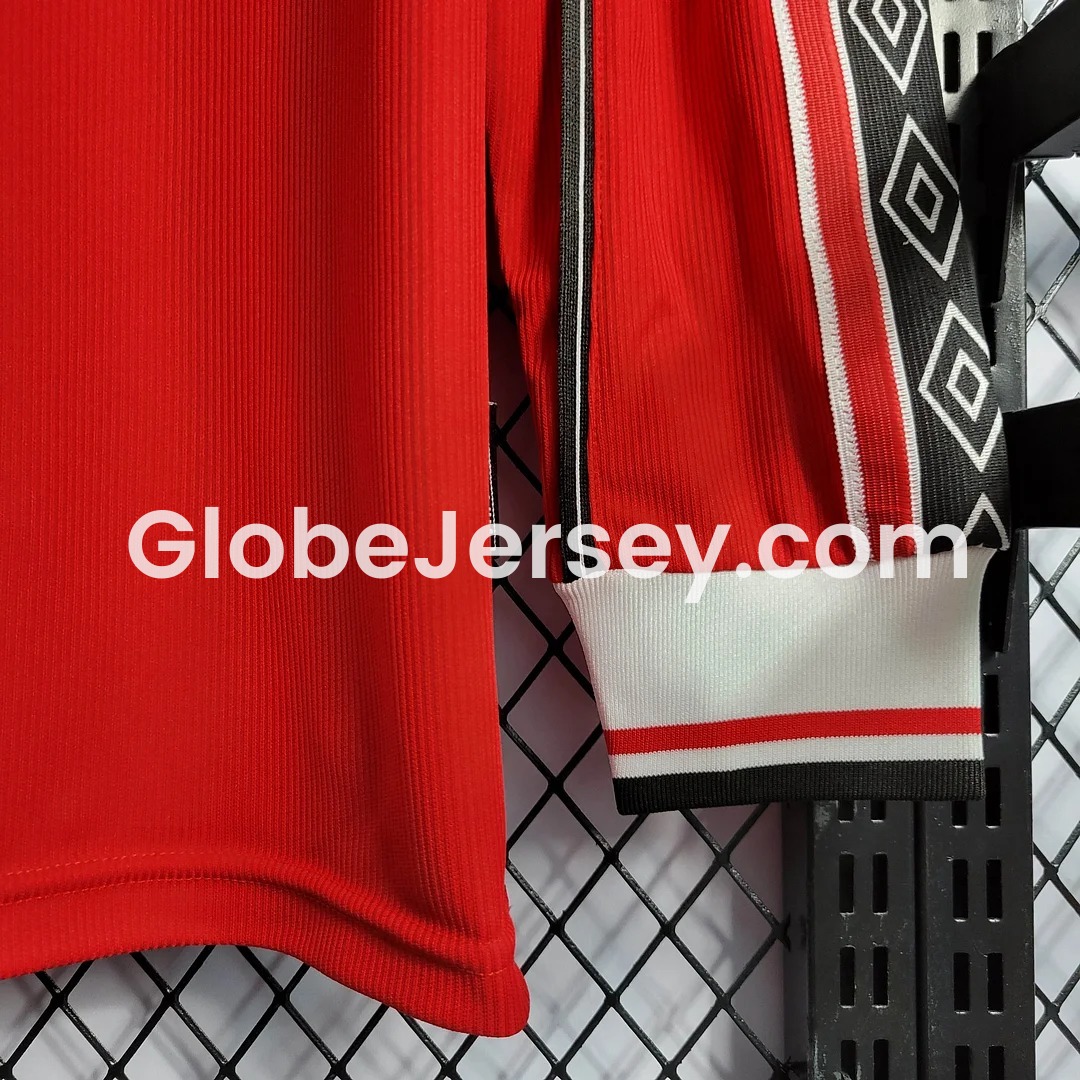 GlobeJersey-Retro Manchester United 98-99 Home Long Sleeve Jersey