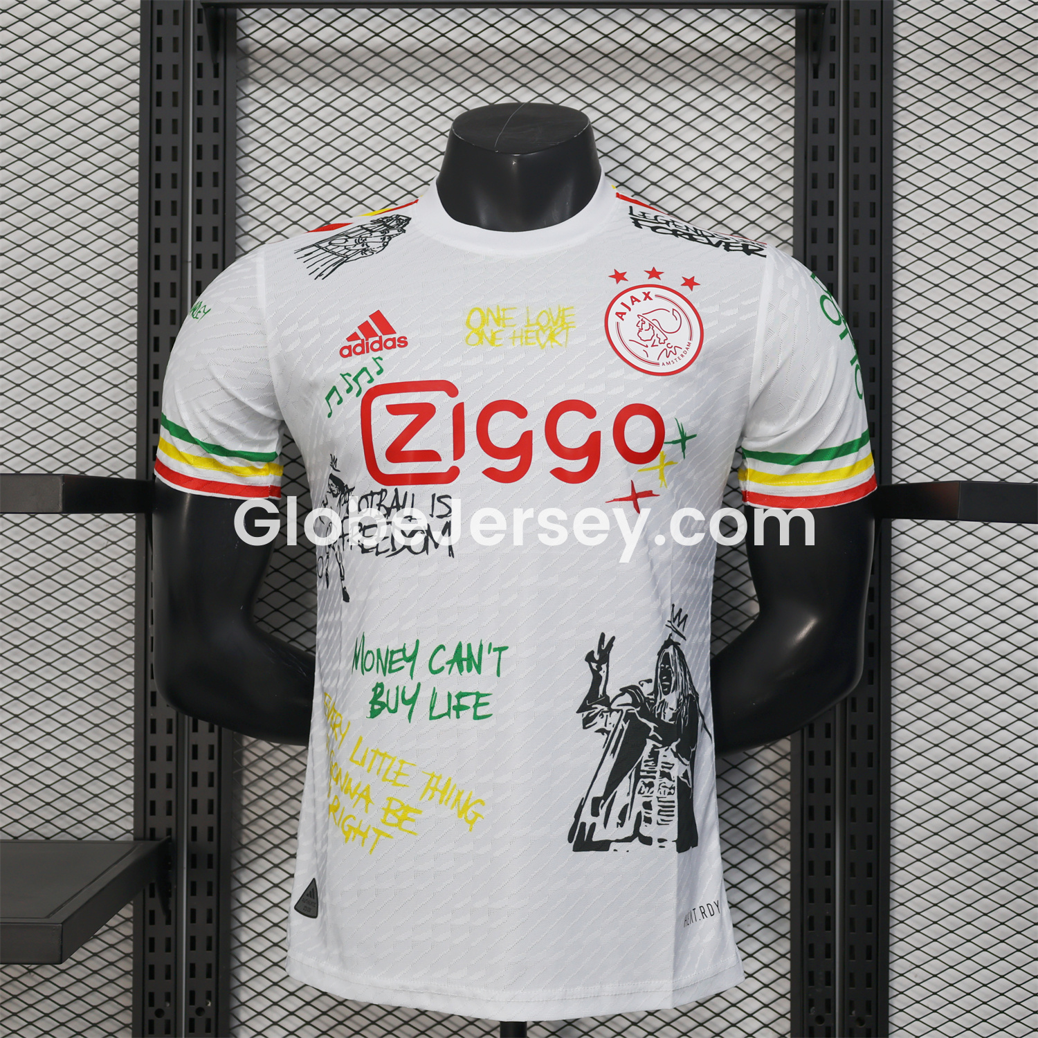 GlobeJersey-Ajax x B-O-B Marly 2025-26 40th White Special Edition Jersey - Player Version