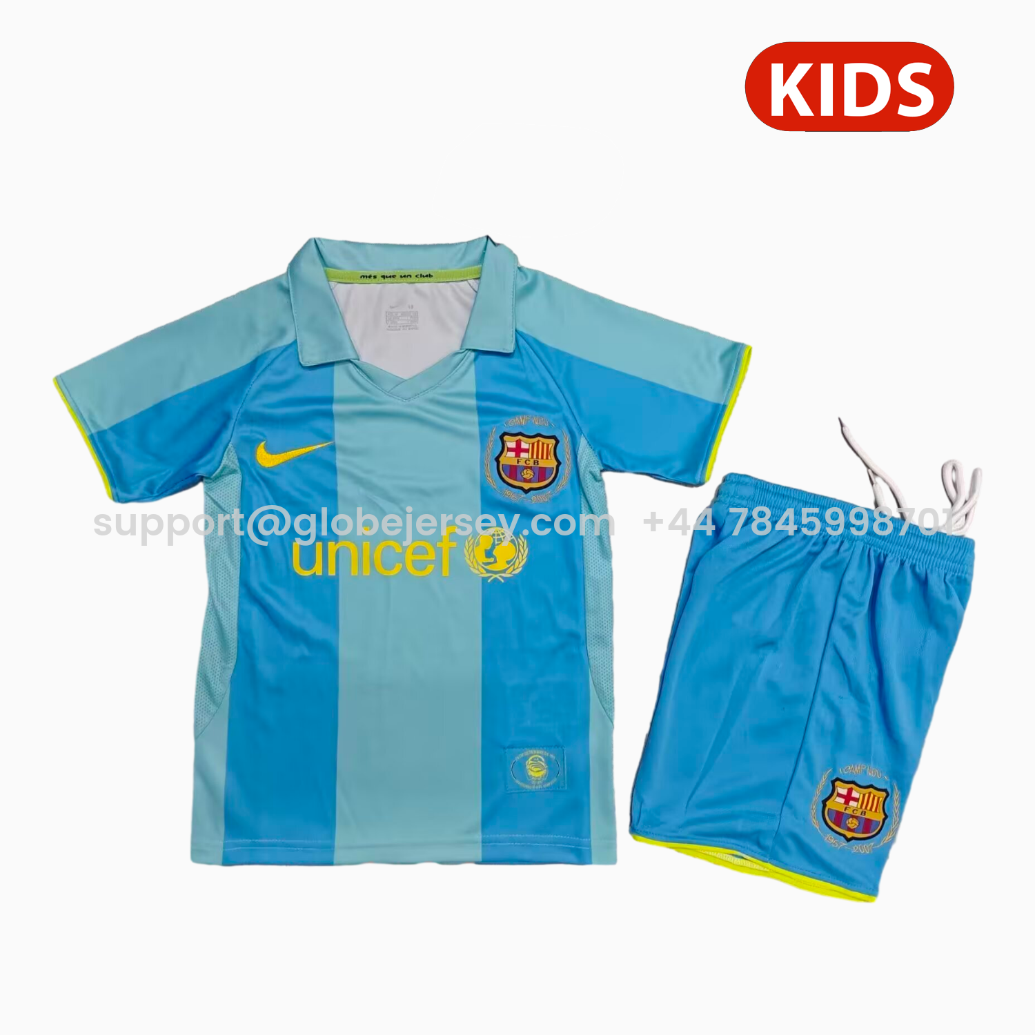 GlobeJersey-Retro Barcelona 2007-08 Away Kids Kit