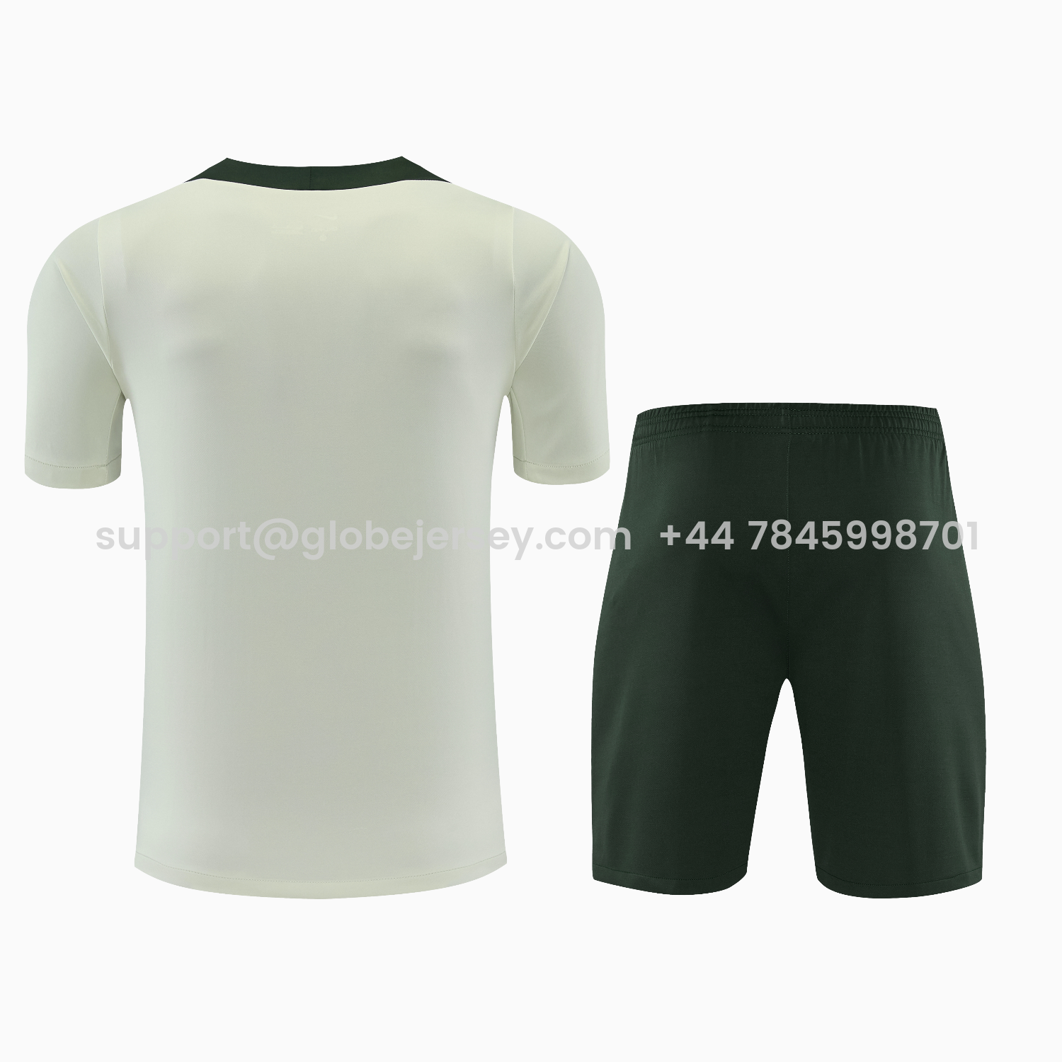 GlobeJersey-C.H.E.L.S.E.A 25-26 Short-Sleeve Training Set - Light Gray With Dark Green Accents Top & Dark Green Pants
