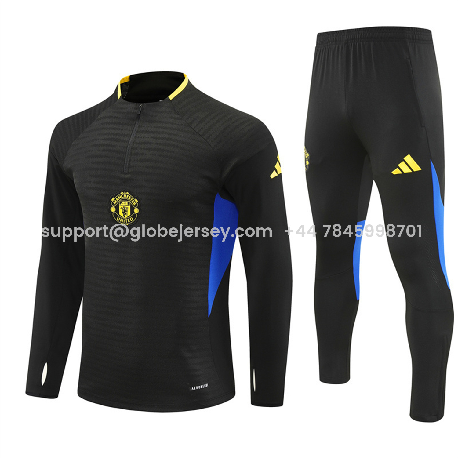 GlobeJersey-Manchester United 25-26 Long Sleeve Training Set - Black Top & Black Pants
