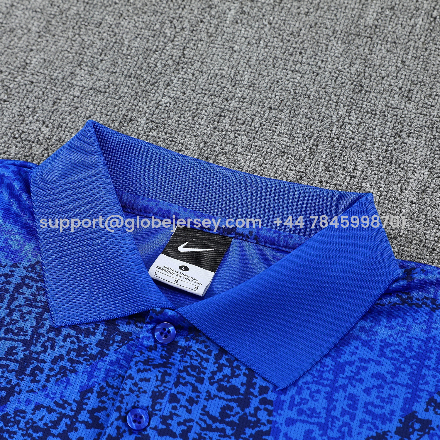 GlobeJersey-France 25-26 POLO Short-Sleeve Training Set - Ocean Blue Top and Dark Blue Pants