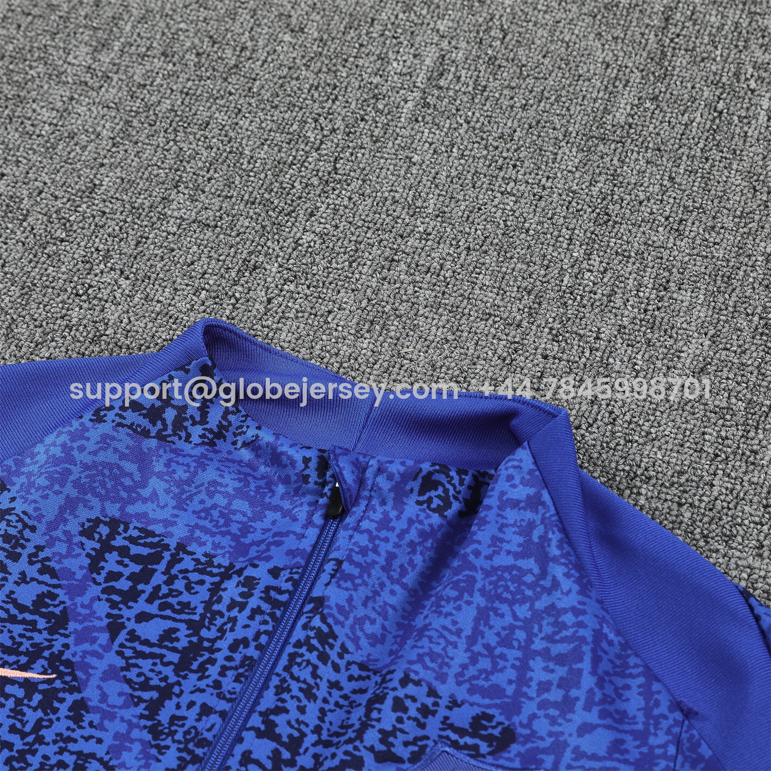 GlobeJersey-France 2026 Long Sleeves Training Set - Ocean Blue Top & Dark Blue Pants