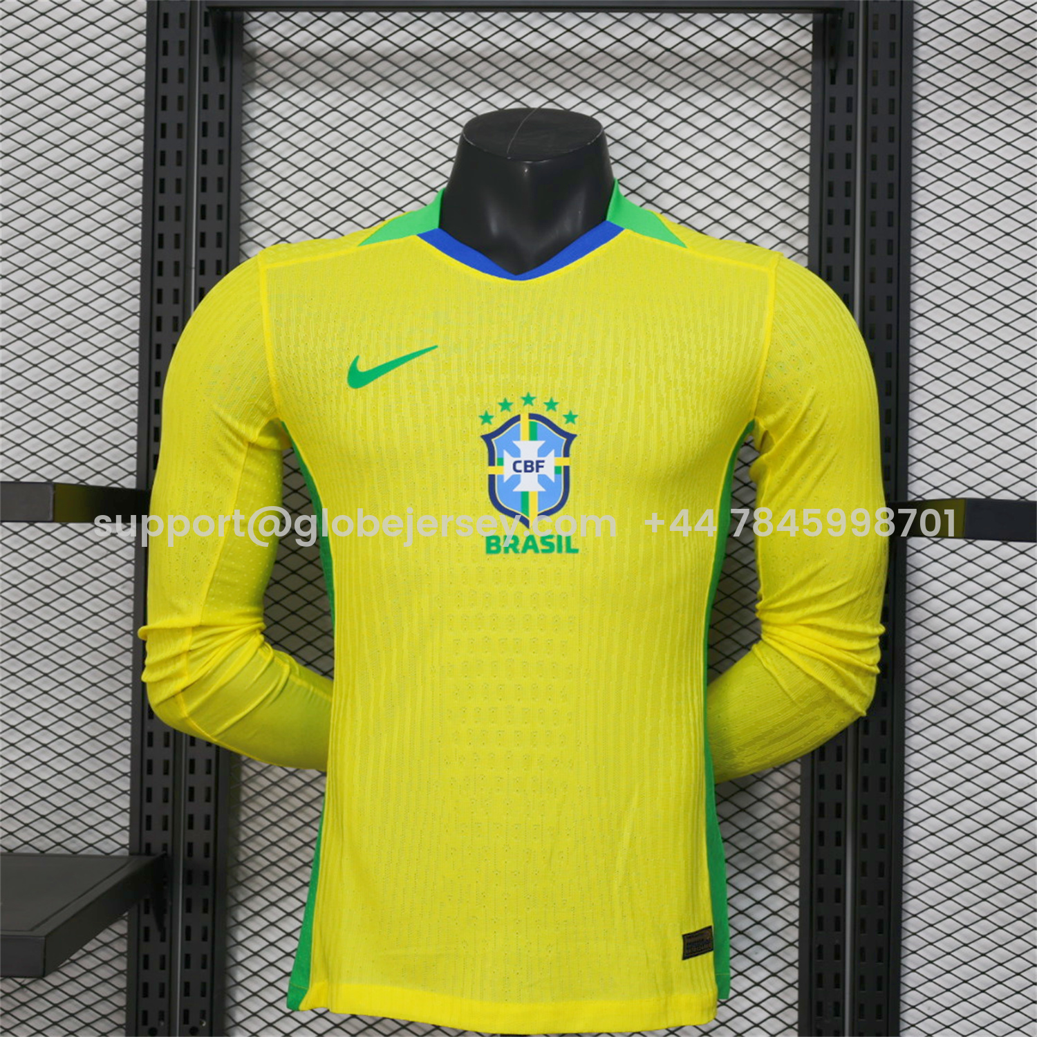 GlobeJersey-Brazil 2025 Women's Team Home Long Sleeves Jersey - Men's Player Version