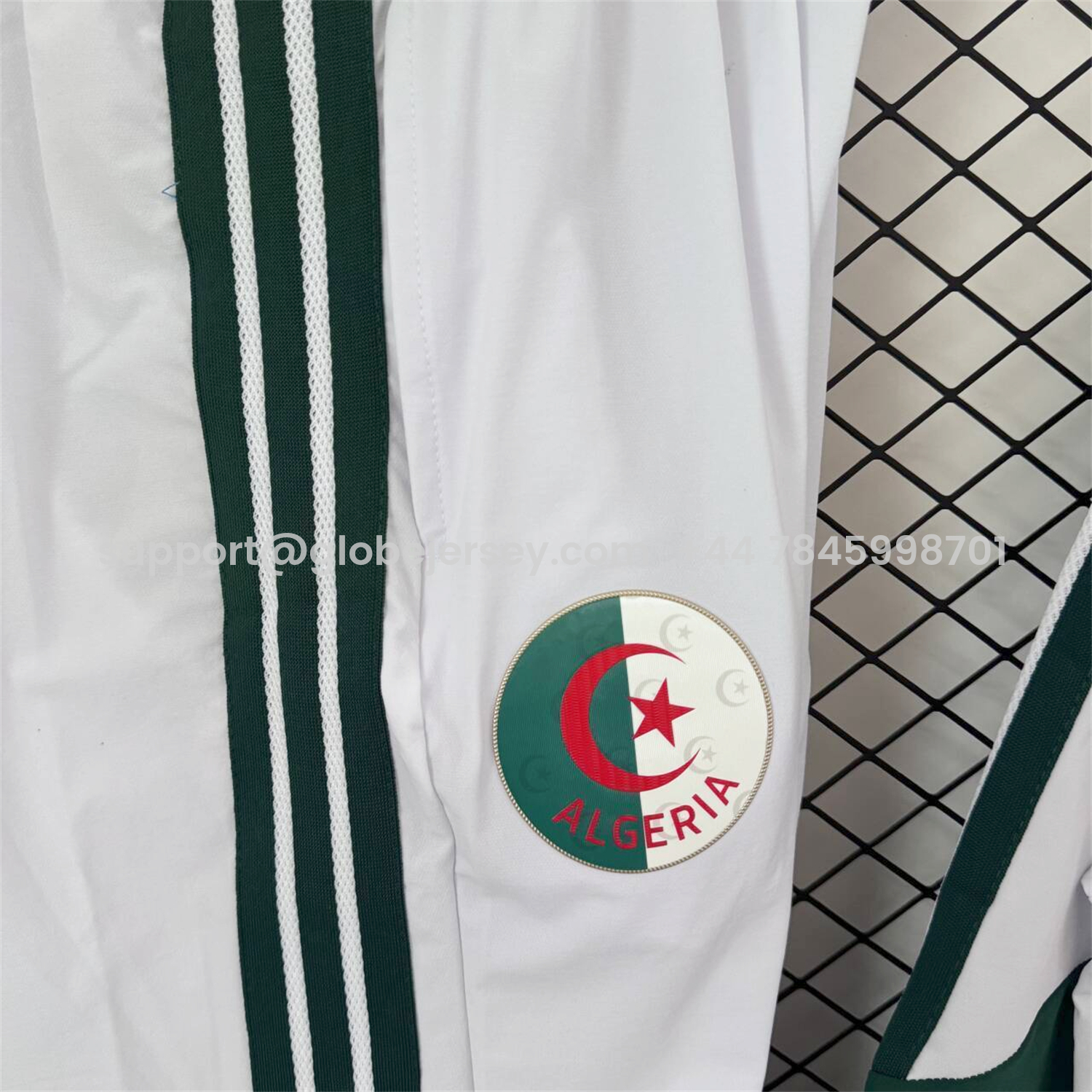 GlobeJersey-Algeria 25-26 Windbreaker Training Set - White With Black Top and Pants