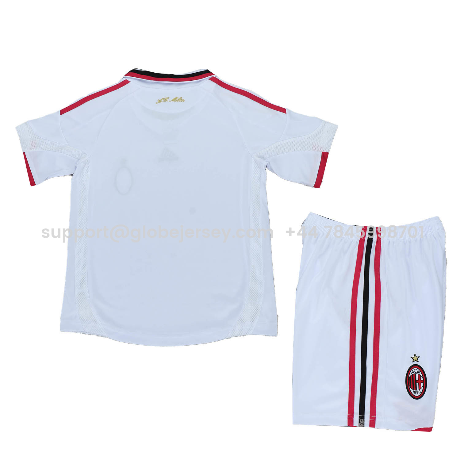 GlobeJersey-Retro AC Milan 2009-10 Away White Kids Kit