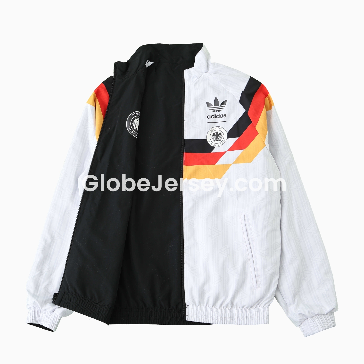 GlobeJersey-Retro Germany 1990 Double Sided Reversible Windbreaker - White & Black