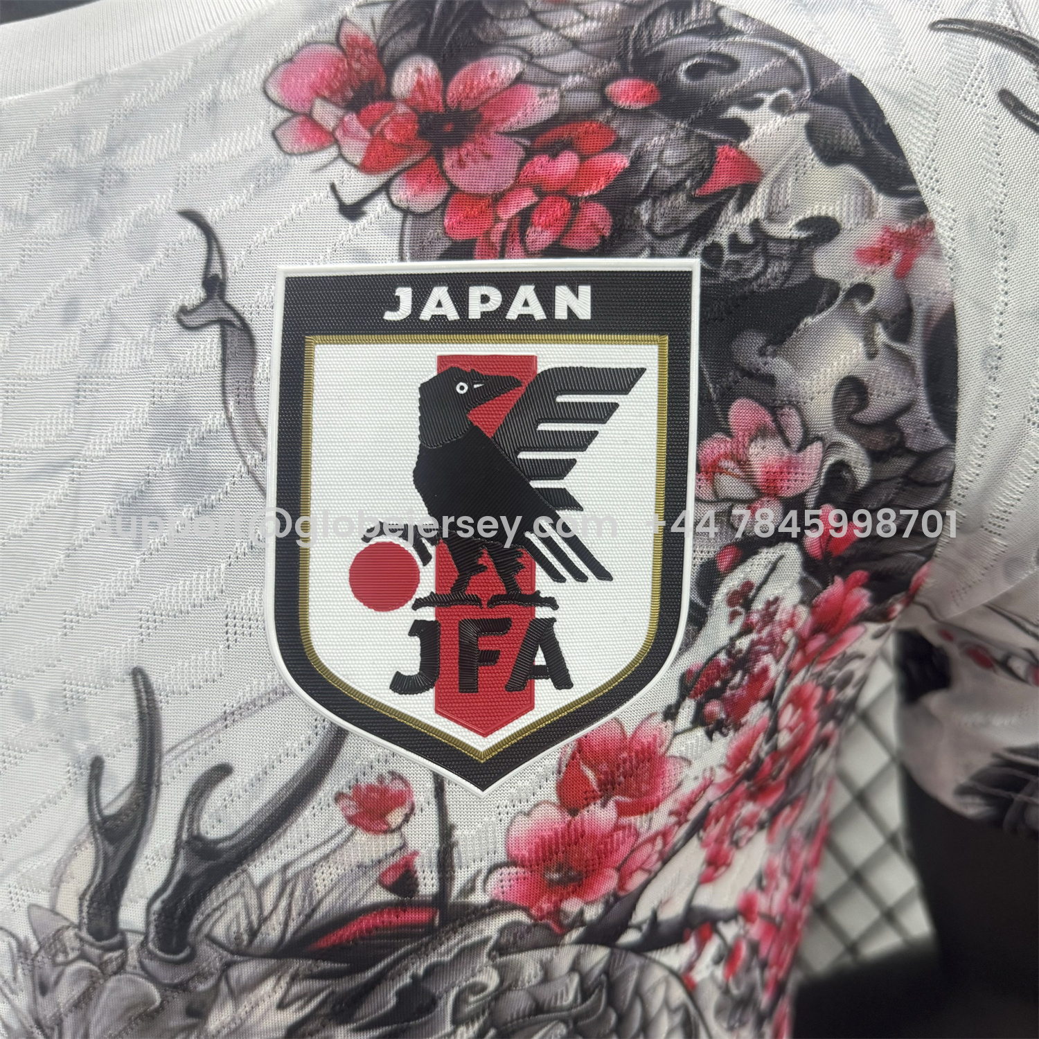 GlobeJersey-Japan 25-26 Black Dragon And Flowers White Special Jersey - Player Version