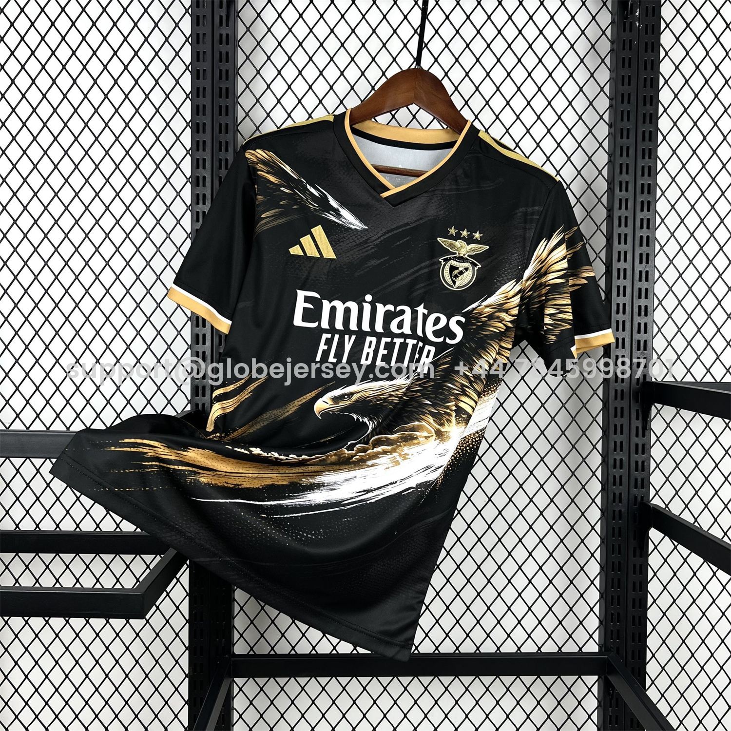 GlobeJersey-Benfica 25-26 Gold Eagle Black Special Jersey - Fans Version
