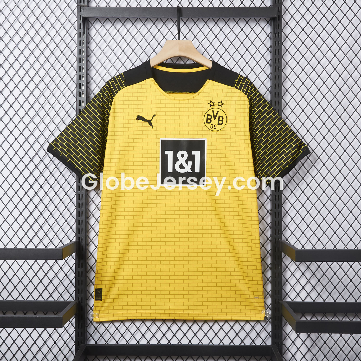 GlobeJersey-Dortmund 25-26 Pre-Match Training Yellow Brickwork Pattern Jersey - Fans Version