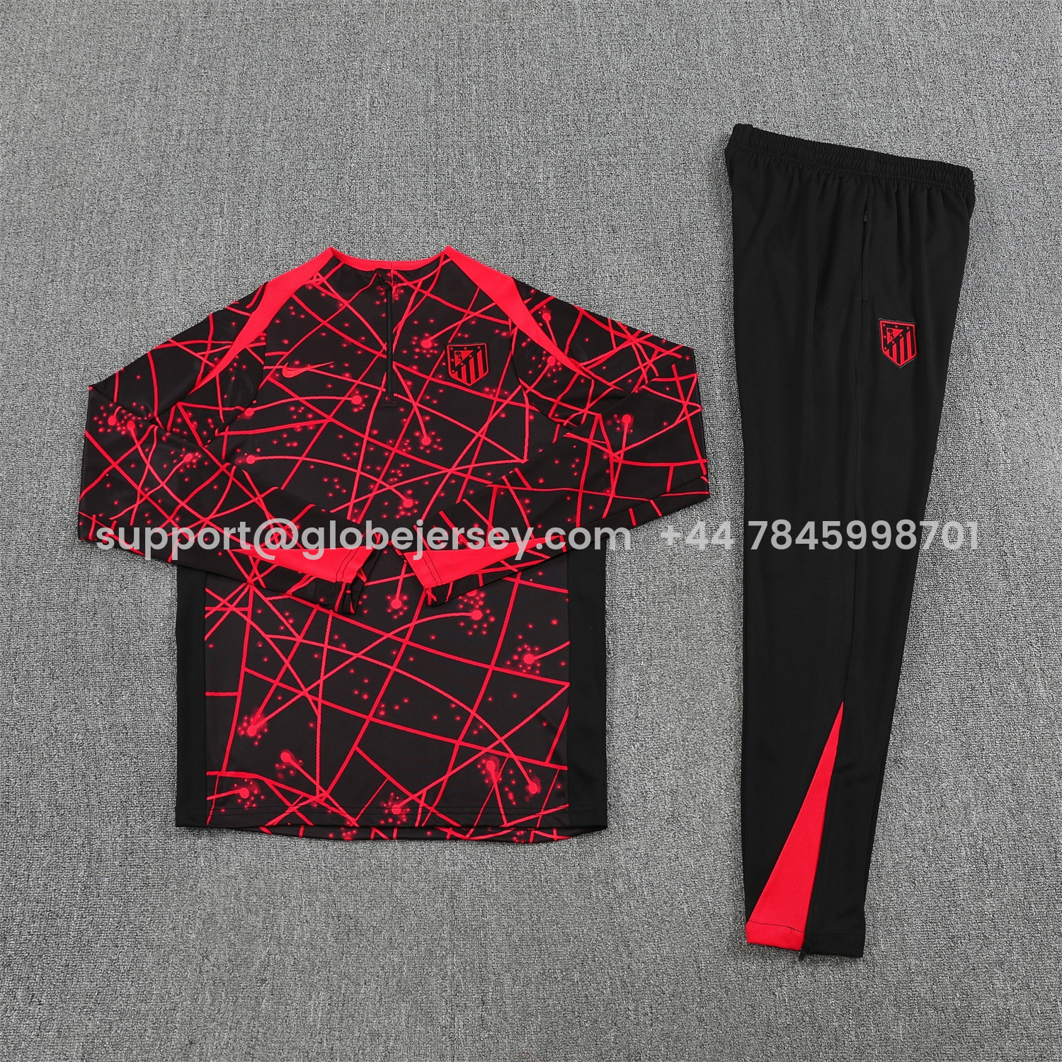 GlobeJersey-Atletico Madrid 25-26 Long Sleeves Training Set - Red Top & Black Pants