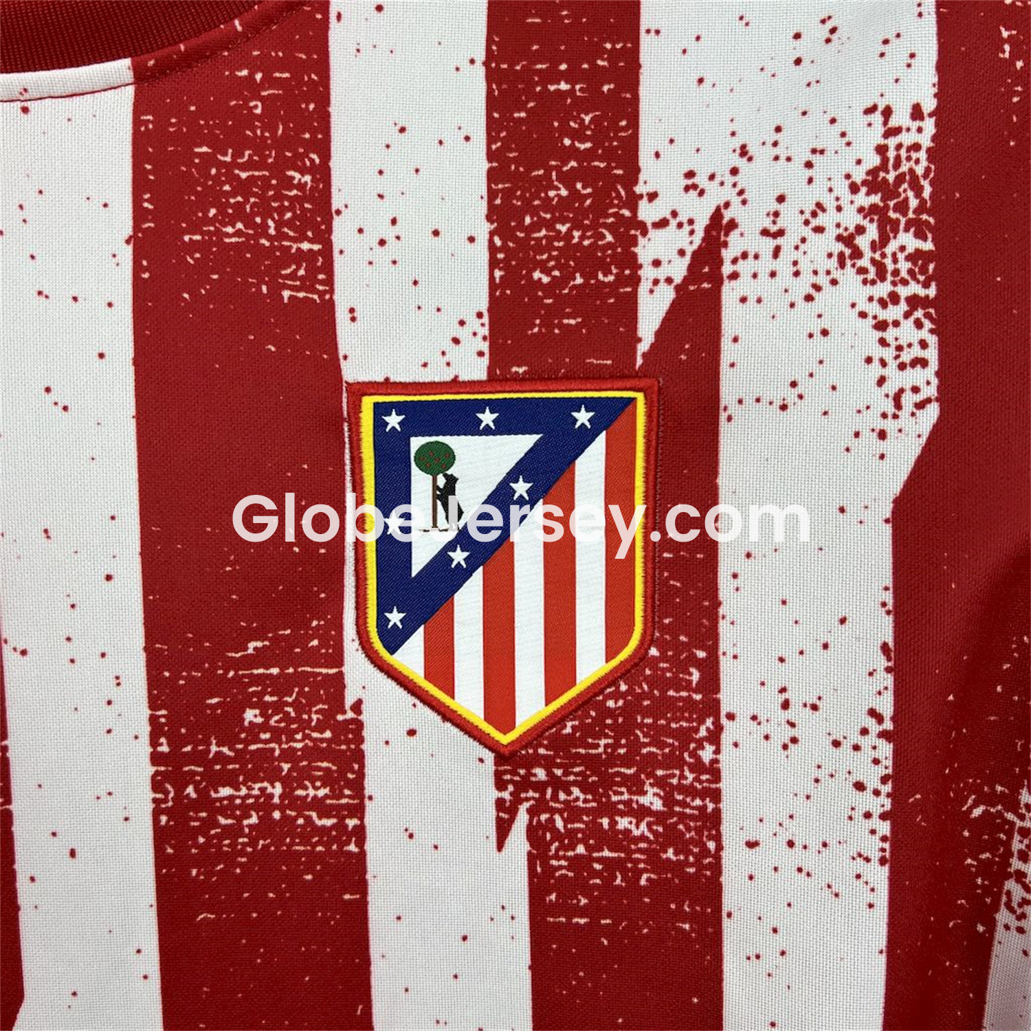 GlobeJersey-Atletico Madrid 25-26 Red White Stripes Pre-Match Training Long Sleeves Jersey - Fans Version