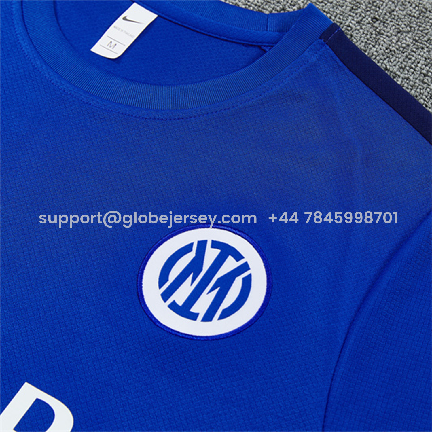 GlobeJersey-Inter Milan 26-27 Short-Sleeve Kids Training Set - Ocean Blue Top & Deep Blue Shorts