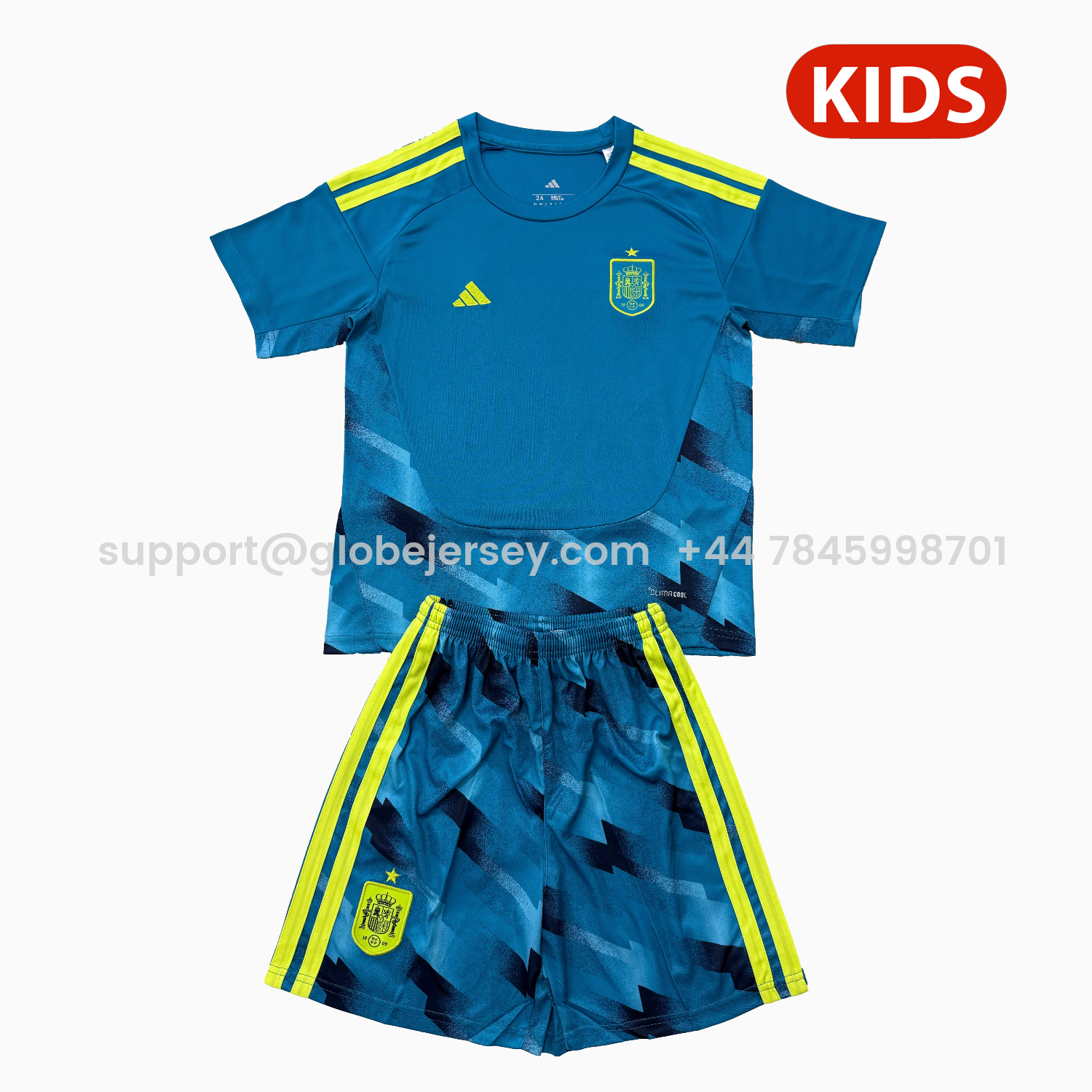 GlobeJersey-Spain 2026 Lake Blue Goalkeeper Kids Kit