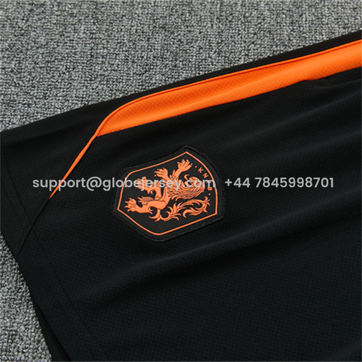 GlobeJersey-Netherlands 2026 Short-Sleeve Training Set - White With Orange Top & Black With Orange Pants