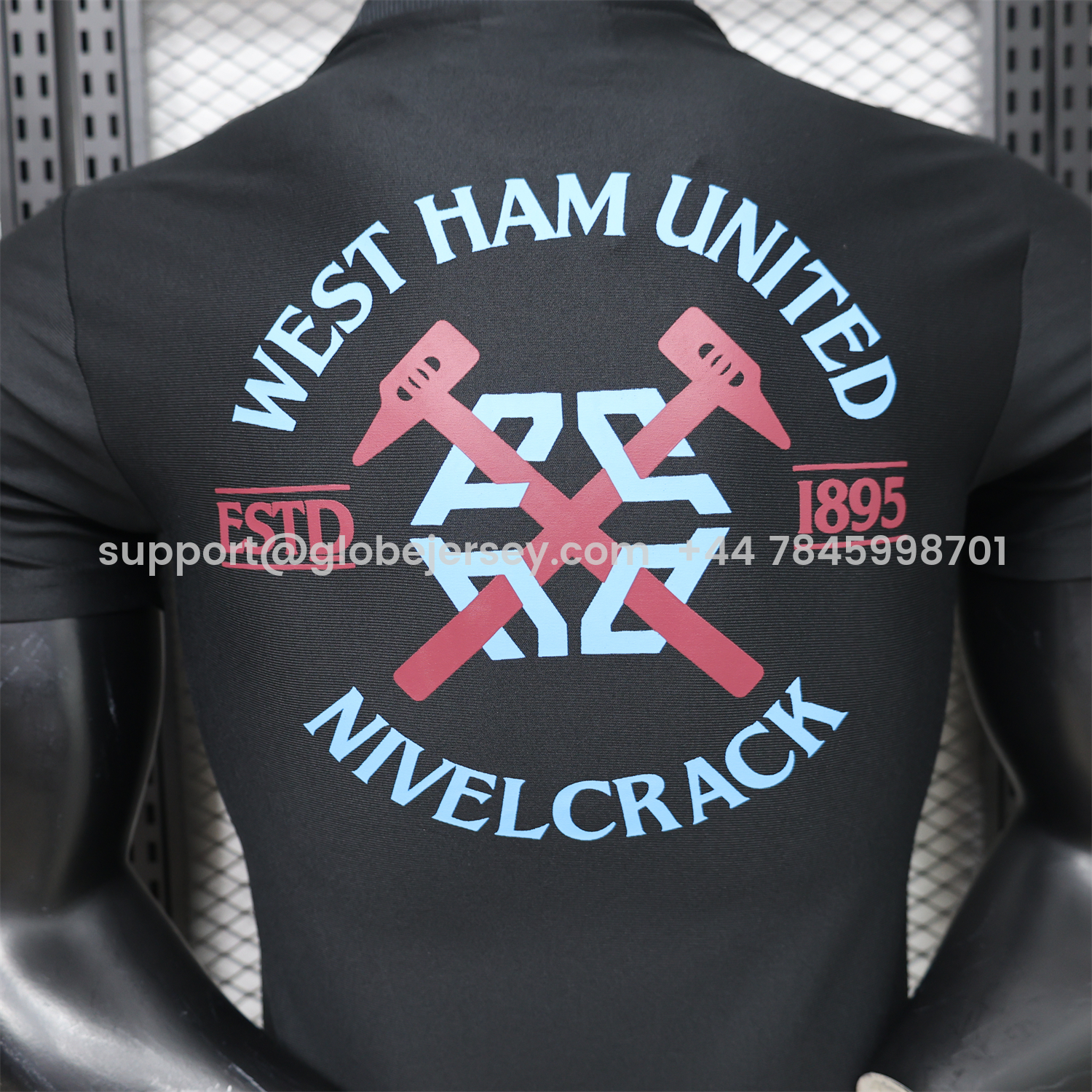GlobeJersey-West Ham United 26-27 Retro Casual Style Black Polo Jersey - Player Version