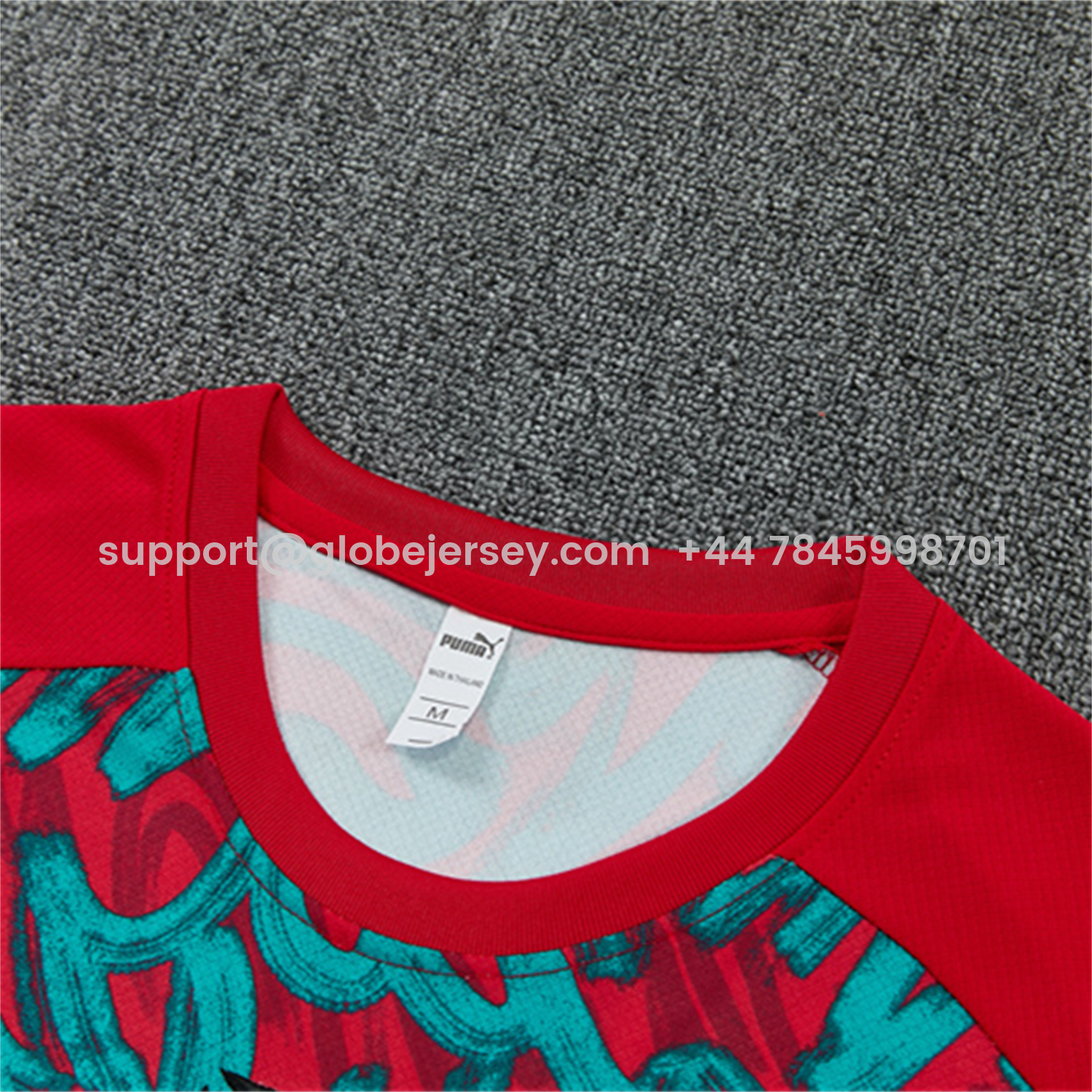 GlobeJersey-Portugal 2026 Short-Sleeve Training Set - Red And Turquoise With A Swirling Pattern Top & Pants