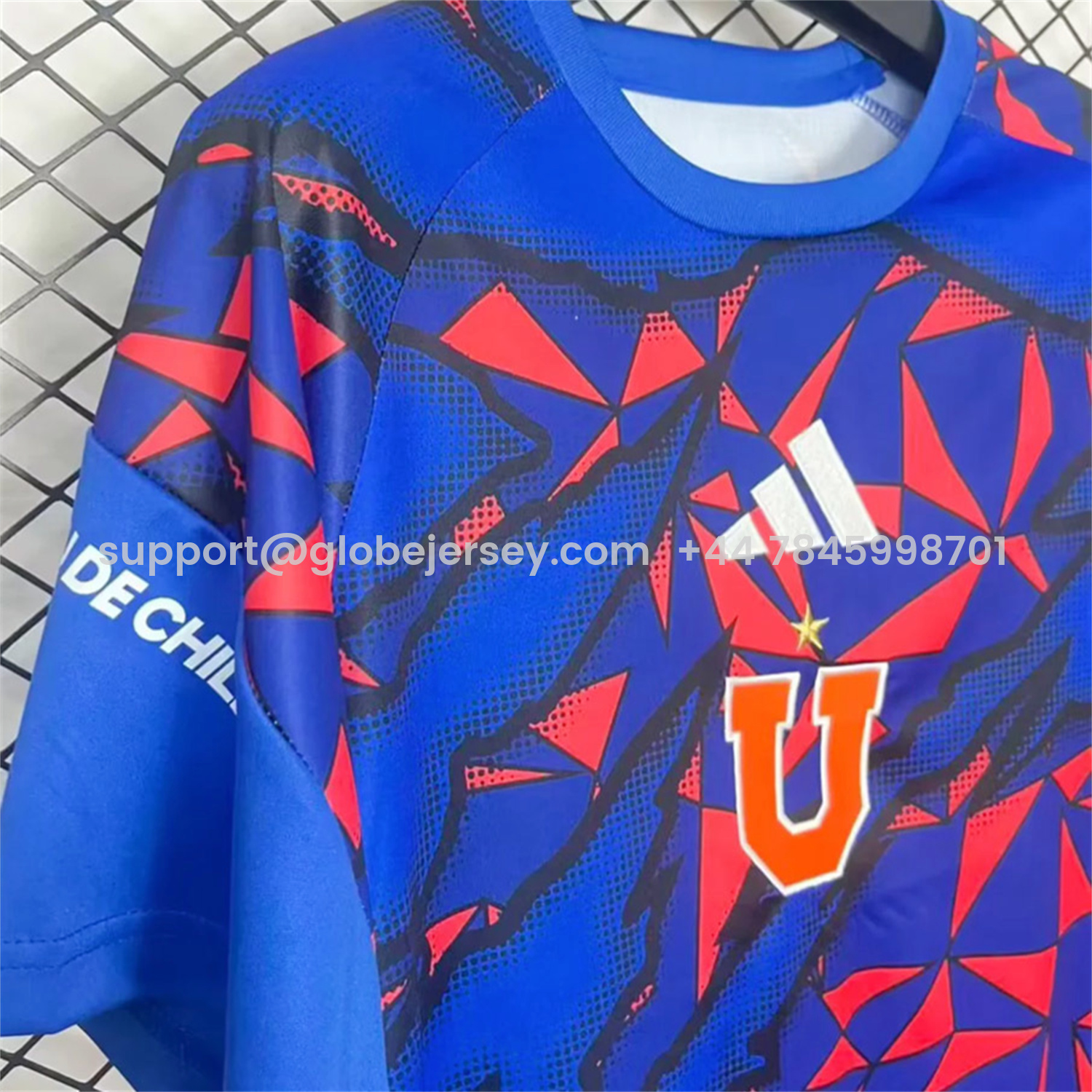 GlobeJersey-Universidad de Chile 2026 Red And Blue Fragments Jersey - Fans Version
