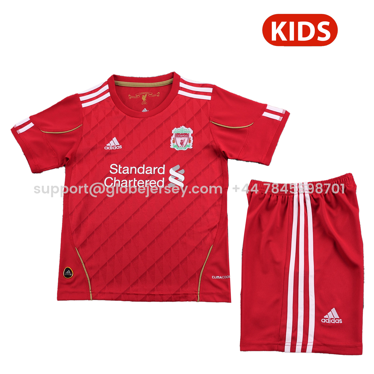 GlobeJersey-Retro Liver.pool 2010-11 Home Kids Kit