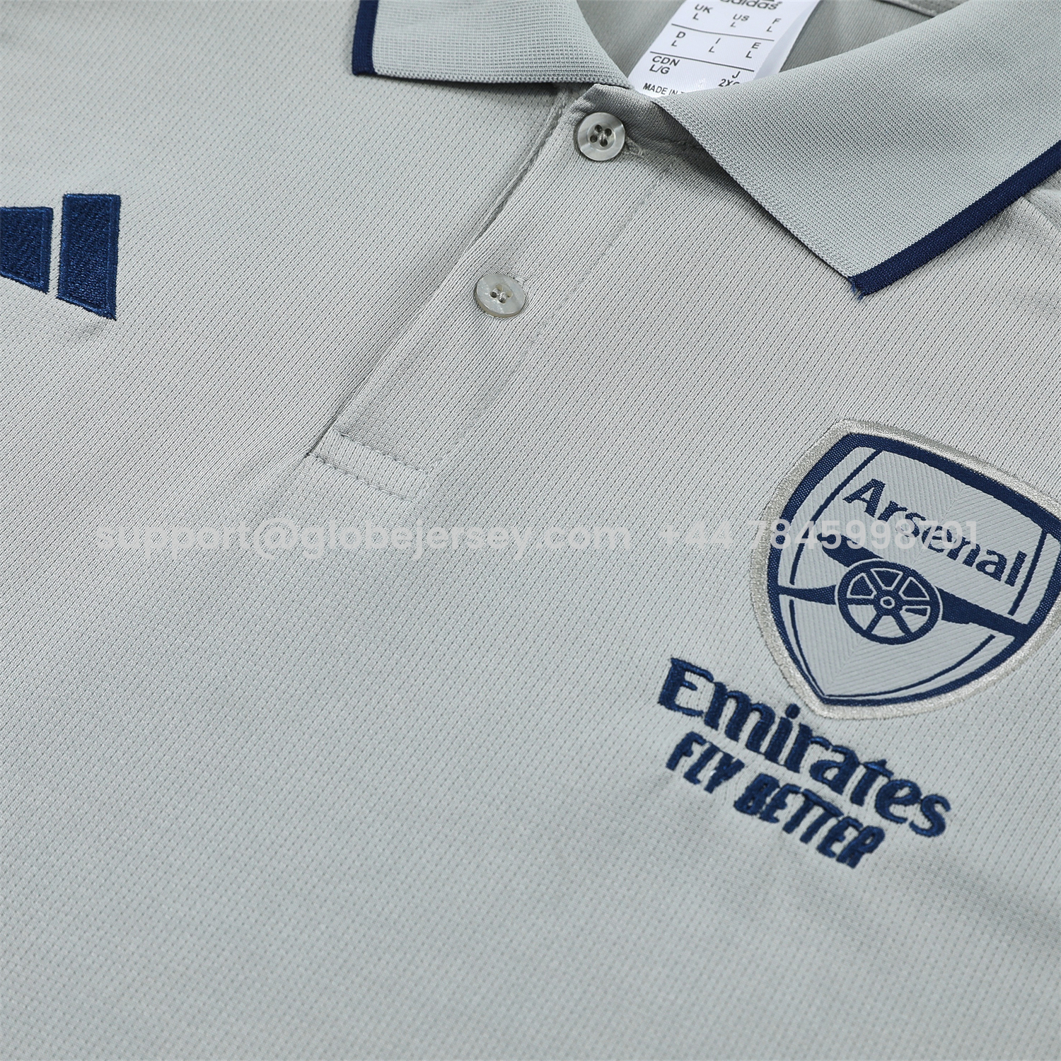 GlobeJersey-Arsenal 25-26 POLO Short-Sleeve Training Set - Grey Top and Deep Blue Pants