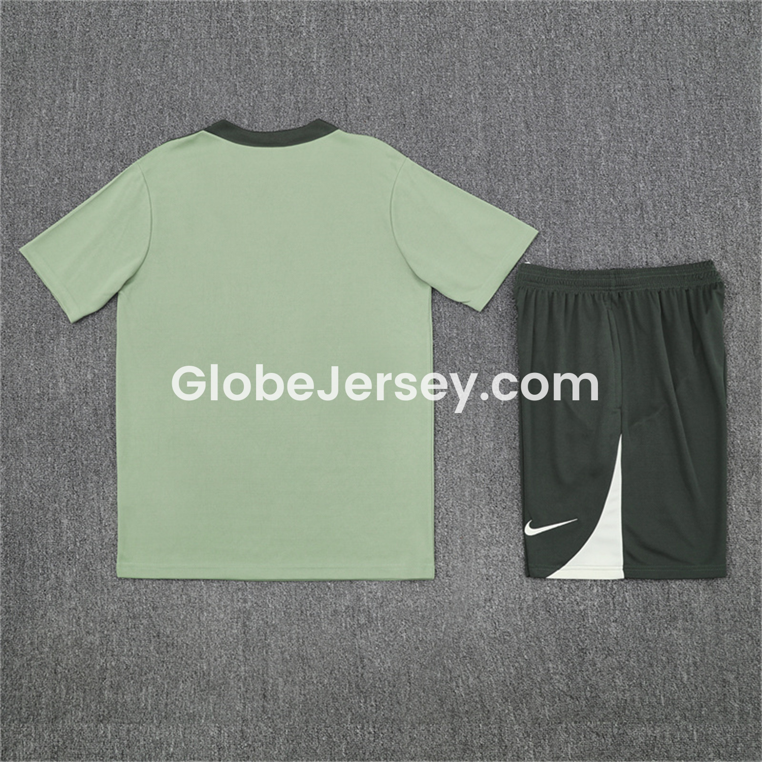 GlobeJersey-C.H.E.L.S.E.A 25-26 Kids Short-Sleeve Training Set - Light Green Top & Army Green Shorts