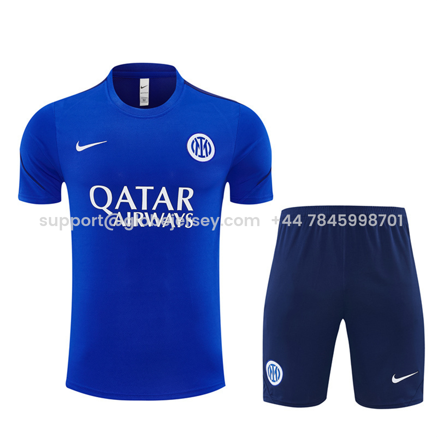 GlobeJersey-Inter Milan 26-27 Short-Sleeve Training Set - Ocean Blue Top & Deep Blue Shorts