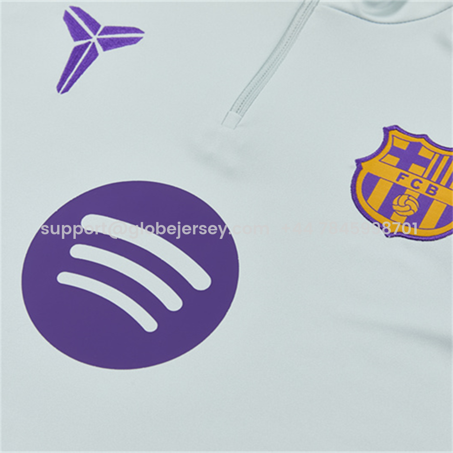 GlobeJersey-Barcelona 26-27 Long Sleeves Training Set - Light Grey Top & Black Pants