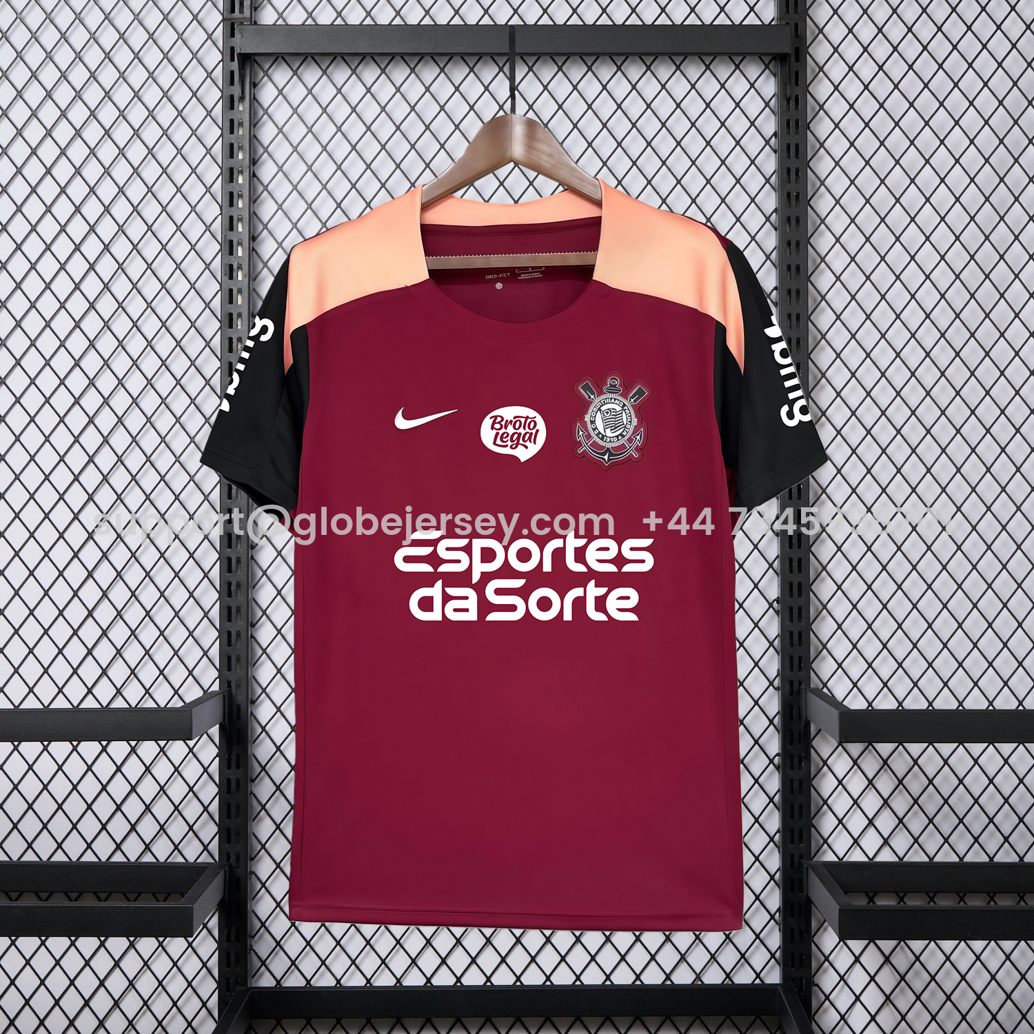 GlobeJersey-Corinthians 26-27 Wine Red Pre-Match All Sponsors Jersey - Fans Version