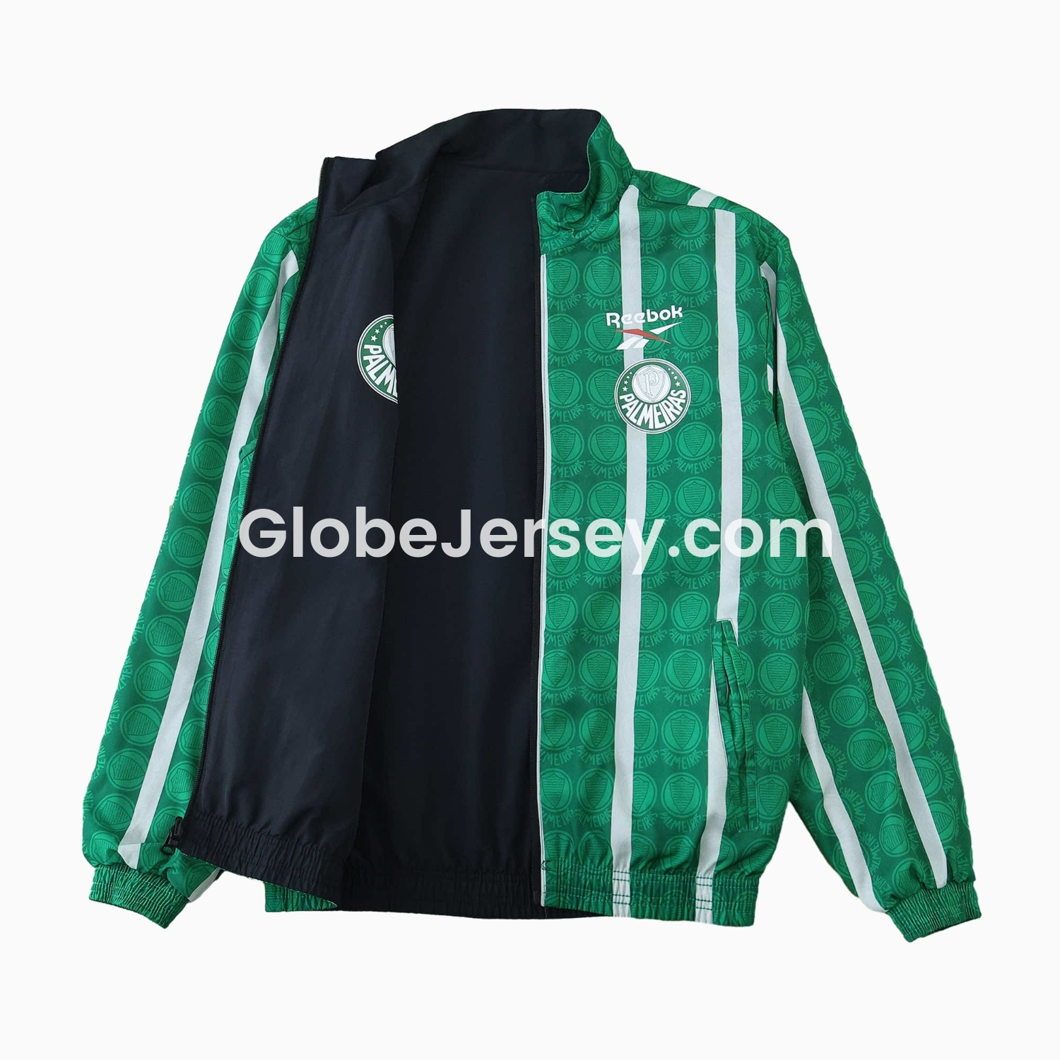 GlobeJersey-Palmeiras 25-26 Double Sided Reversible Windbreaker - Black & Green