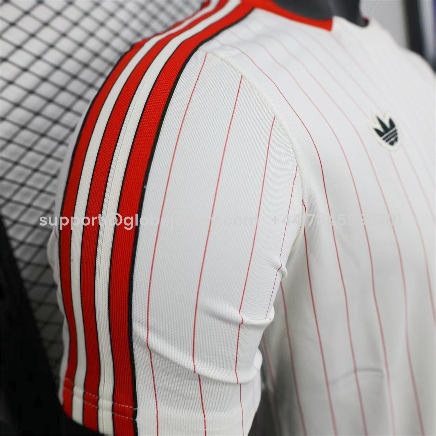 GlobeJersey-Benfica 25-26 Trefoil Red Lines White Travel Jersey - Player Version