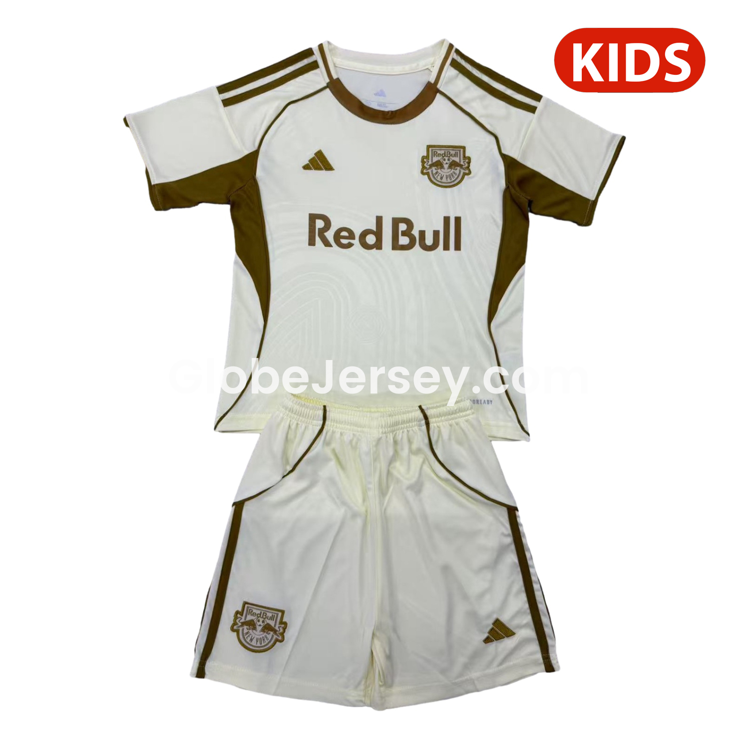 GlobeJersey-New York Red Bulls 25-26 Light Yellow Pre-Match Training Kids Kit