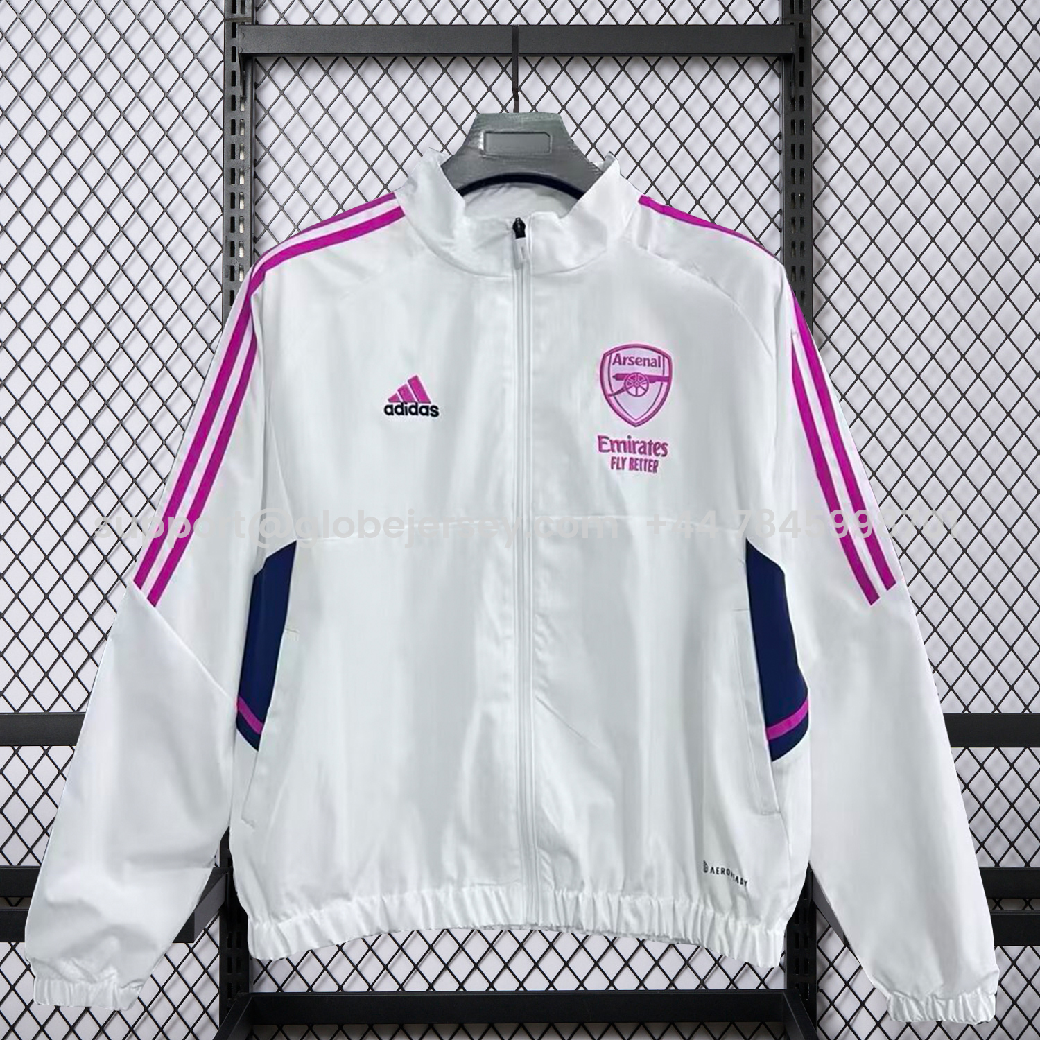 GlobeJersey-Arsenal 25-26 Windbreaker Jacket - White And Purple