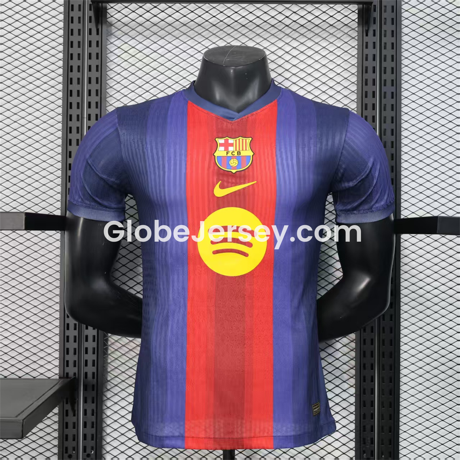 GlobeJersey-Barcelona 25-26 Big LOGO Red & Blue Stripe Special Edition Jersey - Player Version