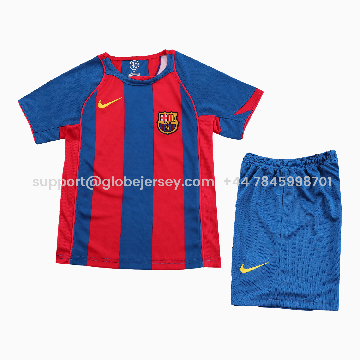 GlobeJersey-Retro Barcelona 2004-05 Home Kids Kit