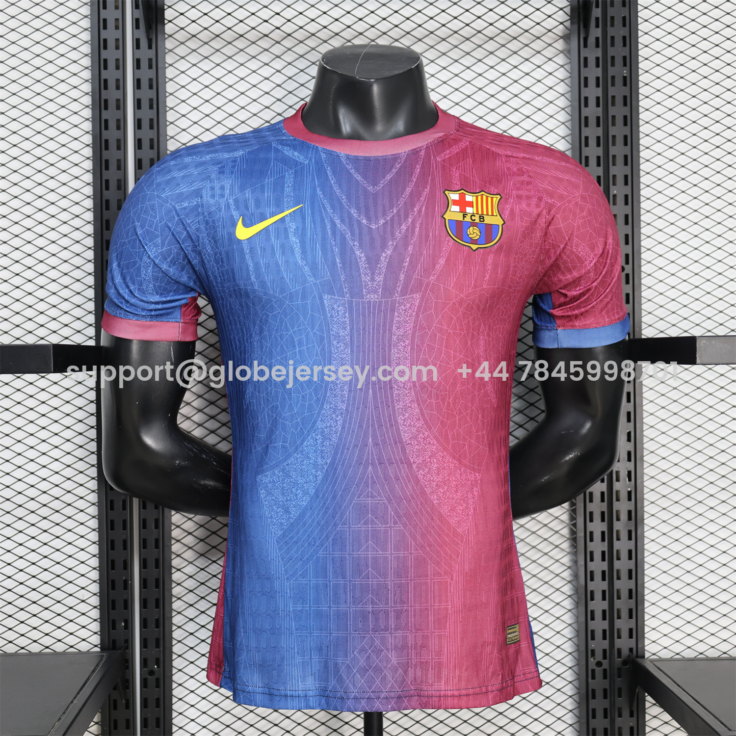 GlobeJersey-Barcelona 25-26 Red And Blue Gradient Special White Jersey - Player Version