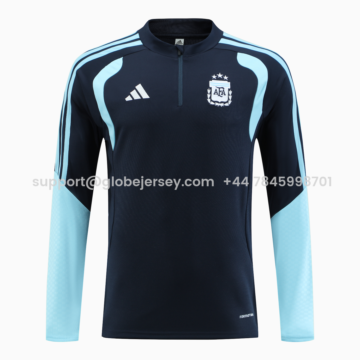 GlobeJersey-Argentina 2026 Kids Long Sleeve Training Set - Blue Black Top & Pants
