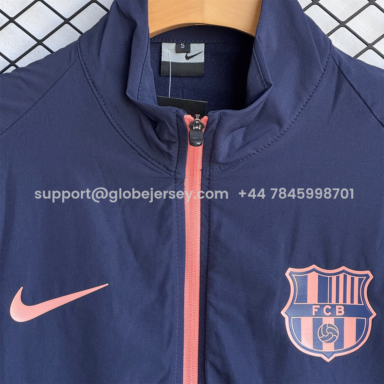 GlobeJersey-Barcelona 25-26 Windbreaker Training Set - Blue With Pink Black Top and Pants