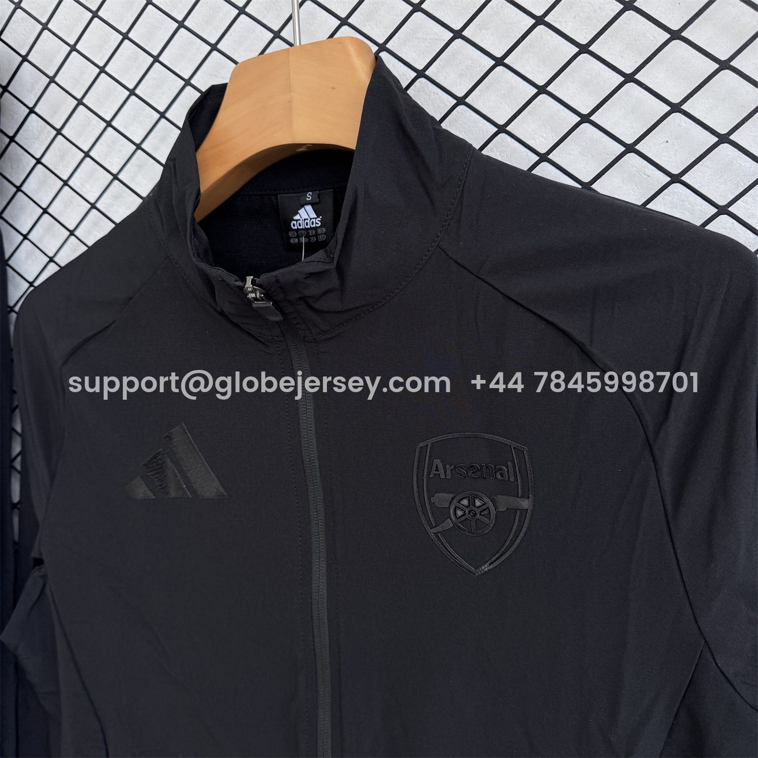 GlobeJersey-Arsenal 25-26 Windbreaker Training Set - Pure Black Top and Pants