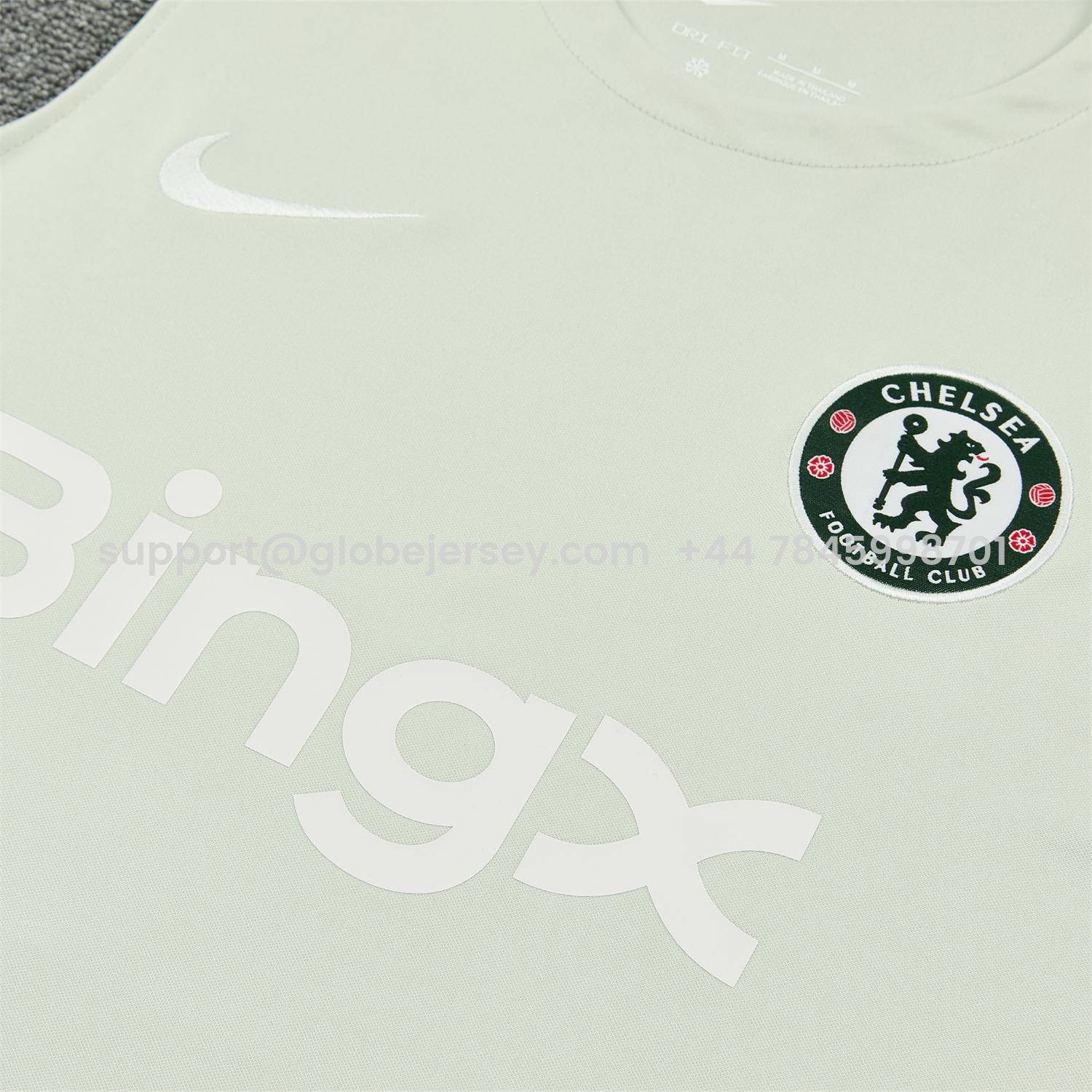 GlobeJersey-C.H.E.L.S.E.A 25-26 Vest Training Set - Light Gray With Dark Green Accents Top & Dark Green Pants