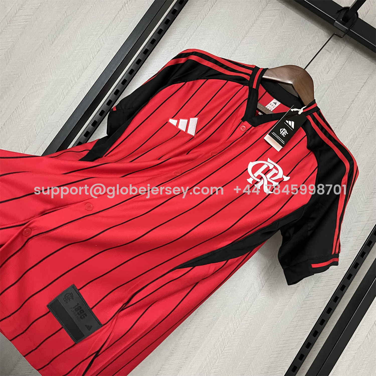 GlobeJersey-Flamengo 25-26 Red Baseball Jersey with Black Stripes