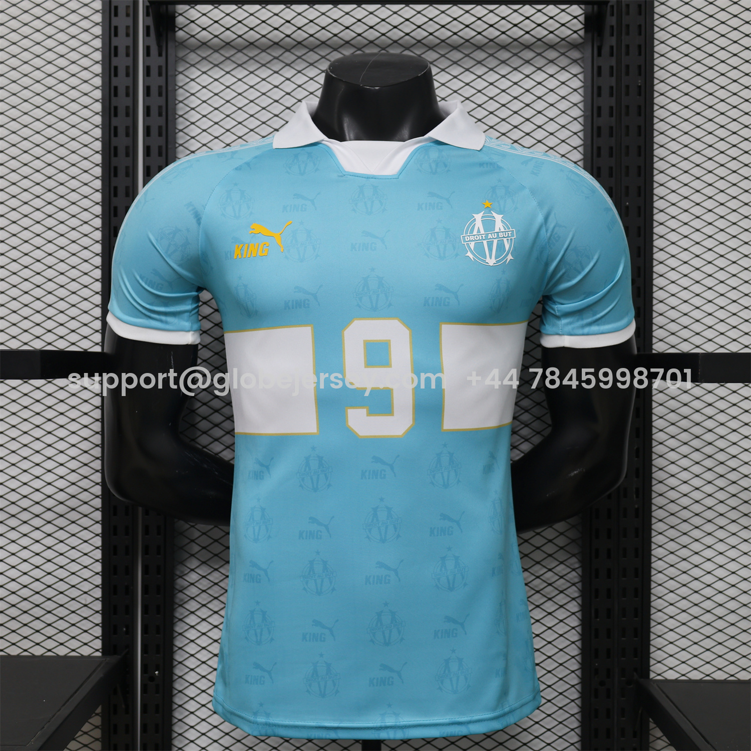 GlobeJersey-Marseille 25-26 Retro Style Blue Jersey -Player Version