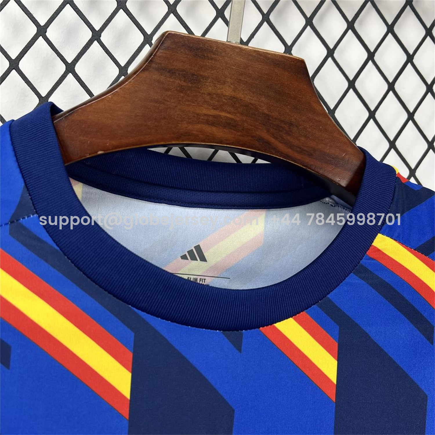 GlobeJersey-Spain 2026 Royal Blue And Yellow Stripes Pre-match Jersey - Fans Version
